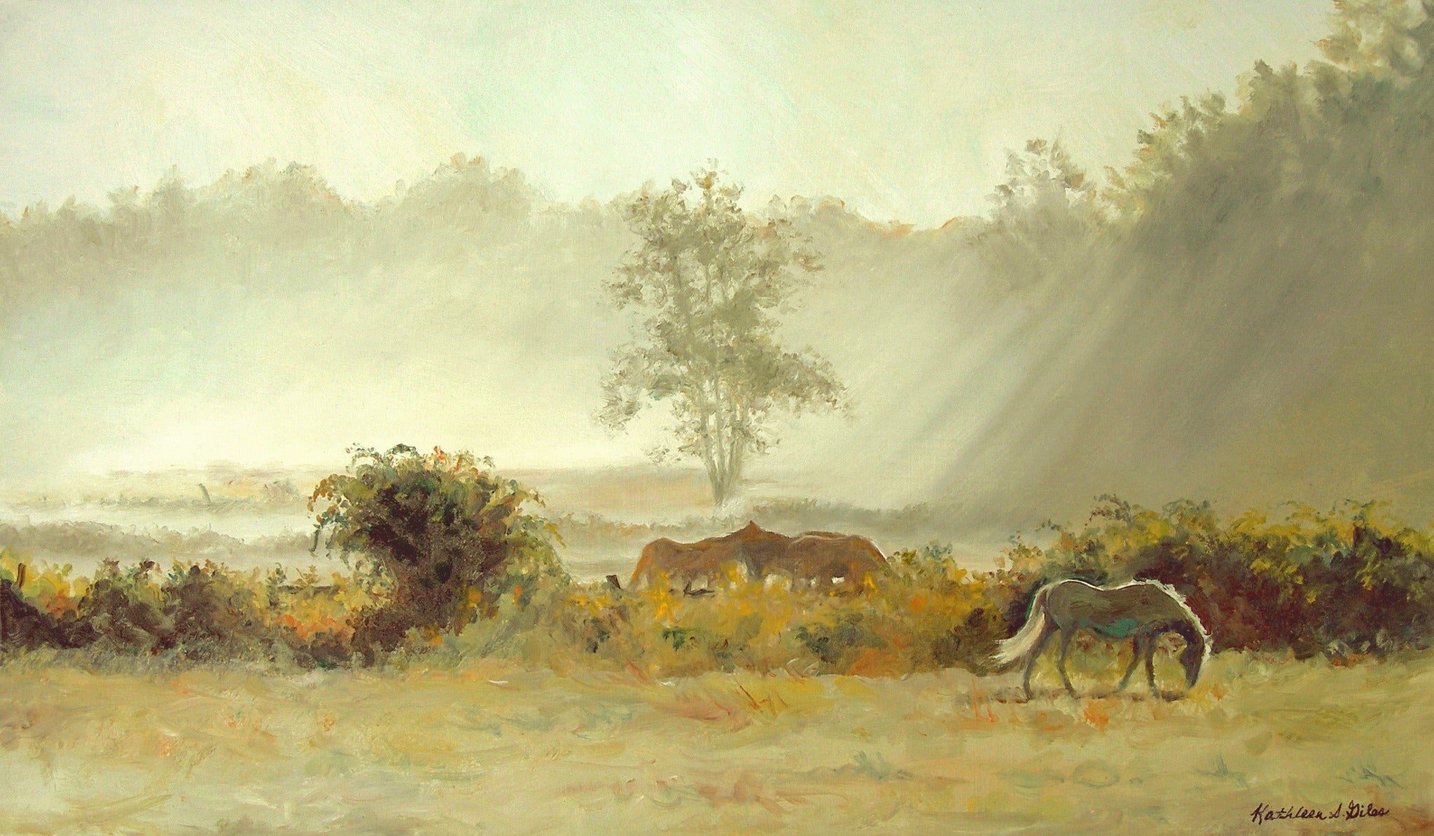 Misty morning , Original pastel painting or Fine art print order