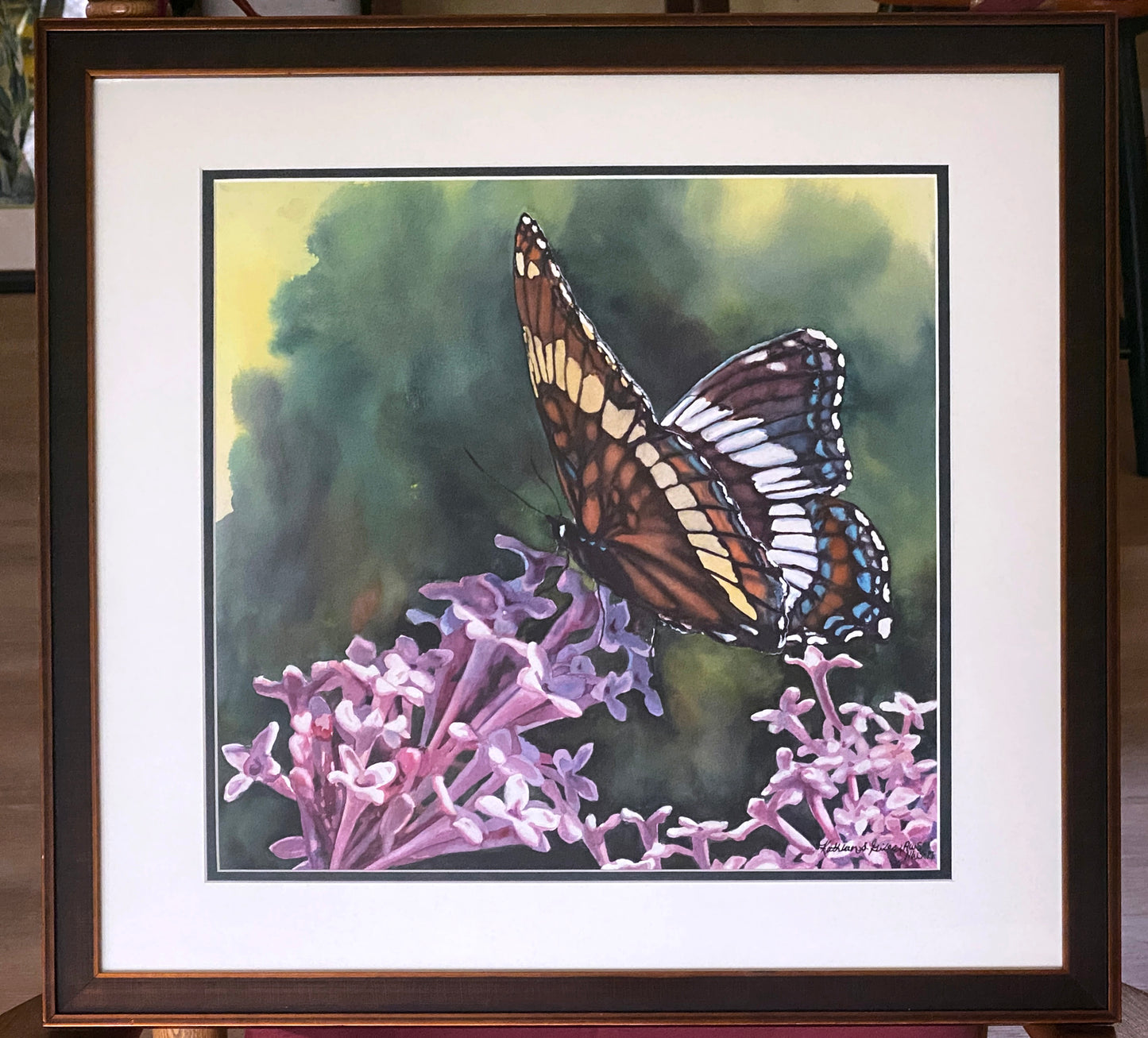 Original Watercolor Painting Butterfly Bush