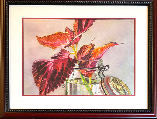 Original Watercolor Painting Coleus in a Jar